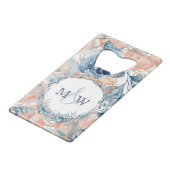 Nautische bruiloft Beach Seashell en Rozen Creditkaart Flessenopener (Voorkant Gekanteld)