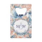 Nautische bruiloft Beach Seashell en Rozen Creditkaart Flessenopener (Achterkant)