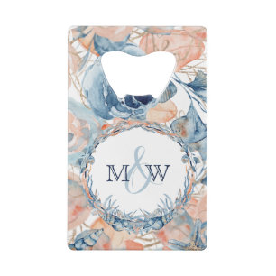 Nautische bruiloft Beach Seashell en Rozen Creditkaart Flessenopener