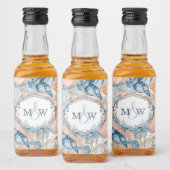 Nautische bruiloft Beach Seashell en Rozen Likeurfles Etiket (Flessen)