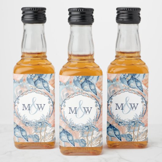 Nautische bruiloft Beach Seashell en Rozen Likeurfles Etiket (Flessen)