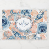 Nautische bruiloft Beach Seashell en Rozen Likeurfles Etiket (Enkel label)