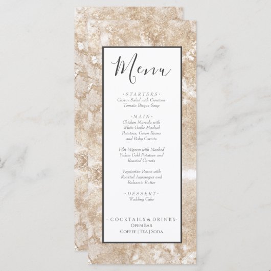 Nautische bruiloft Beach Seashell en Rozen Menu (Voorkant / Achterkant)