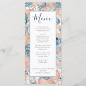 Nautische bruiloft Beach Seashell en Rozen Menu (Voorkant)