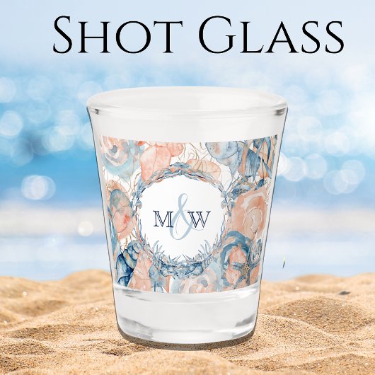 Nautische bruiloft Beach Seashell en Rozen Shot Glas