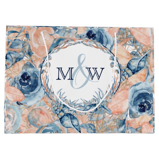 Nautische bruiloft Beach Seashell Rozen Groot Cadeauzakje (Achterkant)