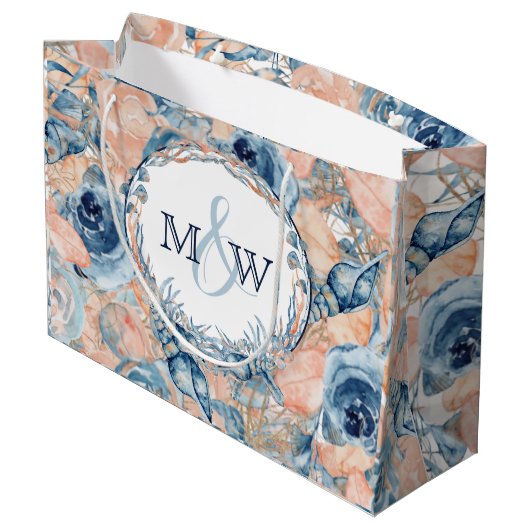 Nautische bruiloft Beach Seashell Rozen Groot Cadeauzakje (Achterkant Gekanteld)