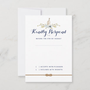 Nautische bruiloft bericht in een fles Formal RSVP Kaartje