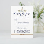 Nautische bruiloft bericht in een fles semi-formee RSVP kaartje (Staand voorkant)