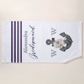 nautische bruiloft bloemanker roze marine bruidego strandlaken (Voorkant)