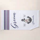 nautische bruiloft bloemanker roze marine bruidego strandlaken (Voorkant)