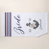 nautische bruiloft bloemanker roze marine bruiden  strandlaken (Voorkant)