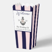 nautische bruiloft bloemanker roze marine welkom bedankdoosjes (Achterkant)