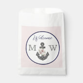 nautische bruiloft bloemanker roze marine welkom bedankzakje