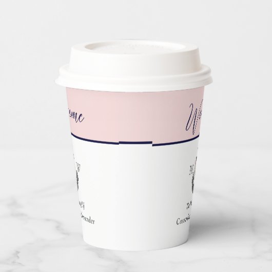 nautische bruiloft bloemanker roze marine welkom papieren bekers (Links)