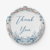 nautische bruiloft bloemanker roze marine welkom papieren bordje (Voorkant)