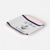 nautische bruiloft bloemanker roze marine welkom papieren bordje (Gebogen)