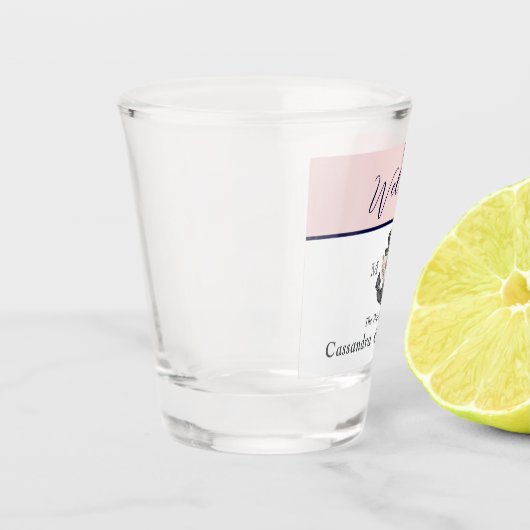 nautische bruiloft bloemanker roze marine welkom shot glas (Links)