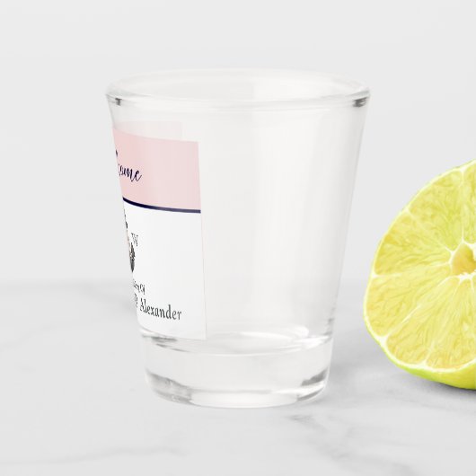 nautische bruiloft bloemanker roze marine welkom shot glas (Rechts)