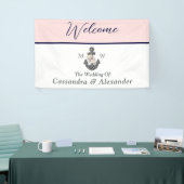 nautische bruiloft bloemanker roze marine welkom spandoek (Beurs)