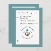 nautische bruiloft bloemanker RSVP kaartje (Voorkant / Achterkant)