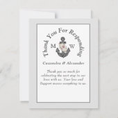 nautische bruiloft bloemanker zilver grijs wit RSVP kaartje (Achterkant)