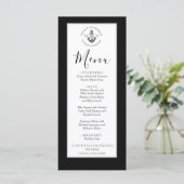 Nautische bruiloft bloemanker zwart-wit menu (Staand voorkant)