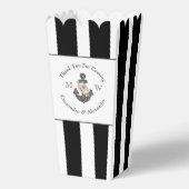 nautische bruiloft bloemanker zwart wit popcorn bedankdoosjes (Achterkant)