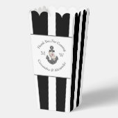 nautische bruiloft bloemanker zwart wit popcorn bedankdoosjes (Voorkant)
