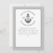 Nautische Bruiloft Bloemen Anker Grijs en Wit Bedankkaart (Achterkant)