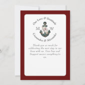 nautische bruiloft bloemenanker kastanjebruin roes bedankkaart (Achterkant)