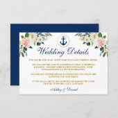 nautische bruiloft bloemengoud details invoegen Ka Informatiekaartje (Voorkant / Achterkant)