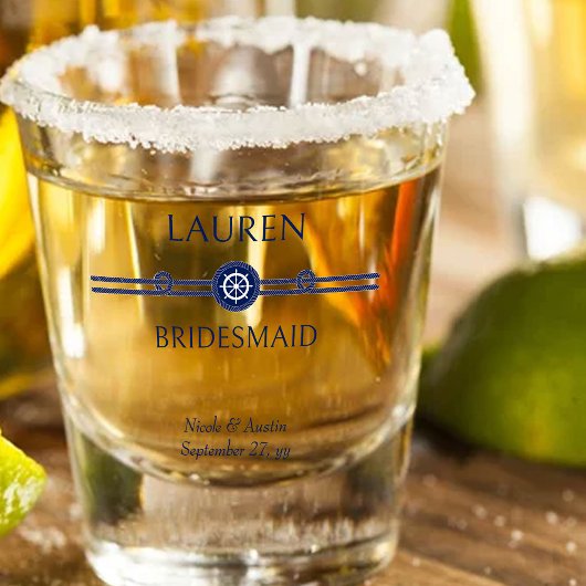 nautische bruiloft bruids partij bruidsmeisje shot glas
