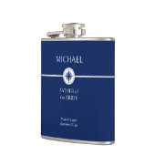 Nautische Bruiloft Cadeau Blauw en Wit Hip Heupfles (Links)