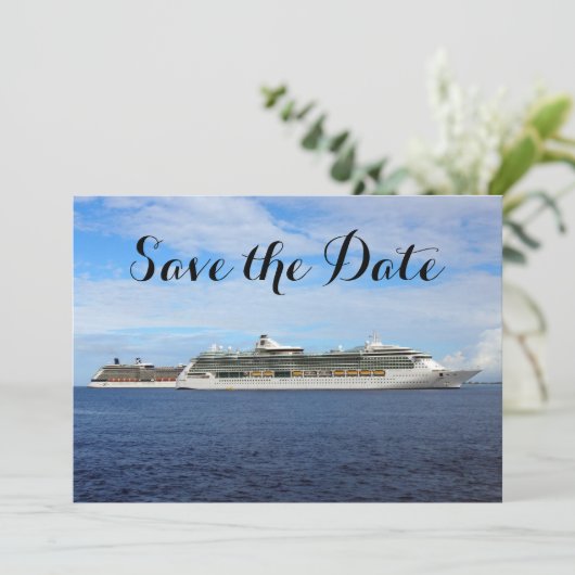 Nautische bruiloft cruiseschip Save the Date Ocean (Staand voorkant)