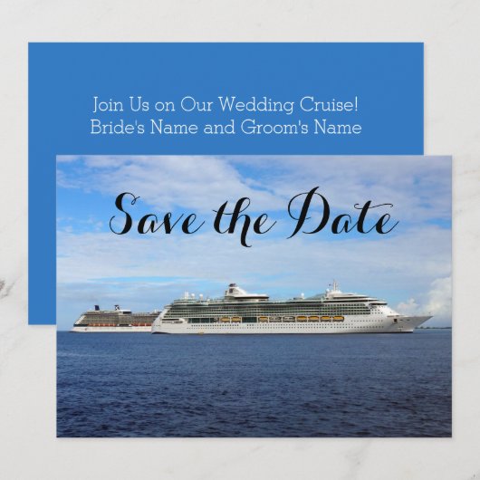 Nautische bruiloft cruiseschip Save the Date Ocean (Voorkant / Achterkant)
