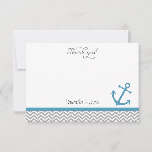 Nautische bruiloft dank u kaart (Voorkant)