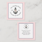 Nautische bruiloft detail Bloemen Anker Roze Marin Informatiekaartje (Voorkant / Achterkant)