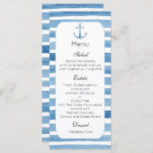 Nautische bruiloft diner menu Strand menu feest Bl (Voorkant / Achterkant)