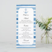 Nautische bruiloft diner menu Strand menu feest Bl (Staand voorkant)