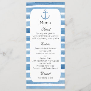 Nautische bruiloft diner menu Strand menu feest Bl