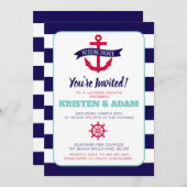 nautische bruiloft douche uitnodiging ankers wegen (Voorkant / Achterkant)