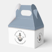 Nautische bruiloft Dusty Blue Monogram Bloemen Ank Bedankdoosjes (Achterkant)
