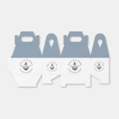 Nautische bruiloft Dusty Blue Monogram Bloemen Ank Bedankdoosjes (Uitgevouwen)