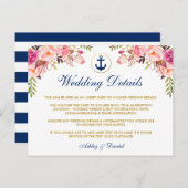 Nautische bruiloft Floral Details Blue Insert Kaar Briefkaart (Voorkant / Achterkant)