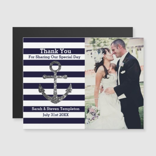 nautische bruiloft foto dank u magneet (Voorkant / Achterkant)
