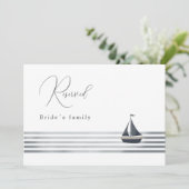 nautische bruiloft gereserveerd teken kaart (Staand voorkant)