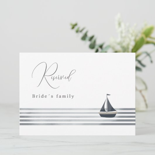 nautische bruiloft gereserveerd teken kaart (Staand voorkant)