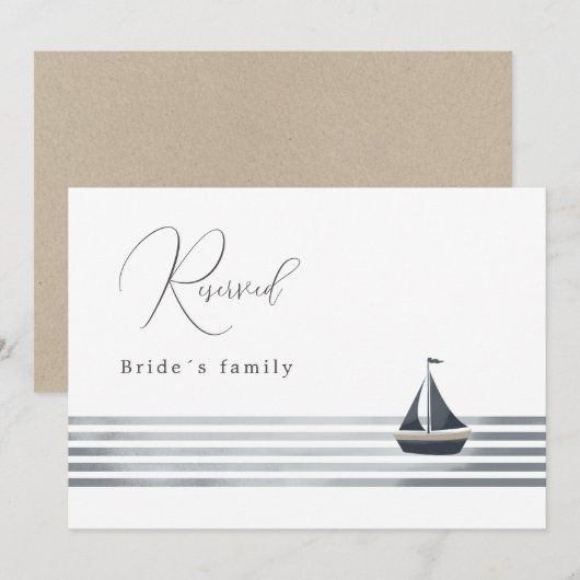 nautische bruiloft gereserveerd teken kaart (Voorkant / Achterkant)