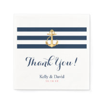 Nautische bruiloft Gold Anker Marine Blauwe Strepe